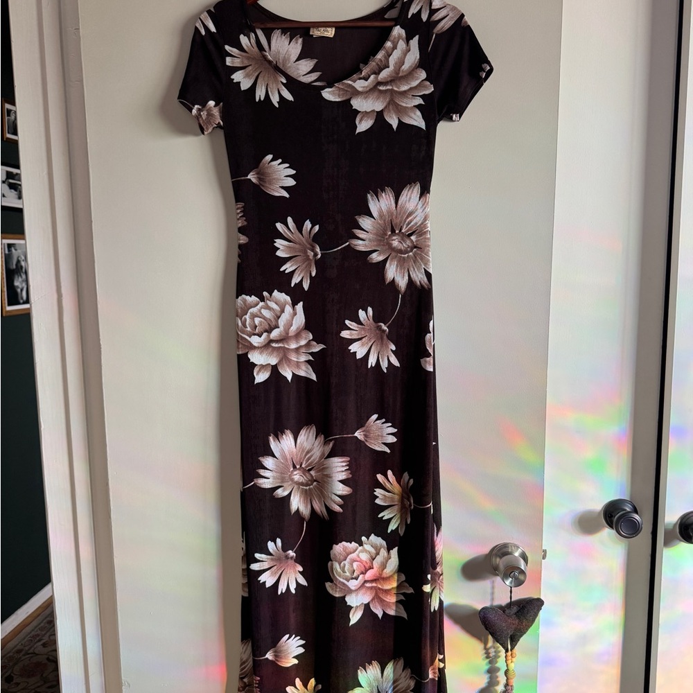 Y2K Floral Brown Maxi Dress